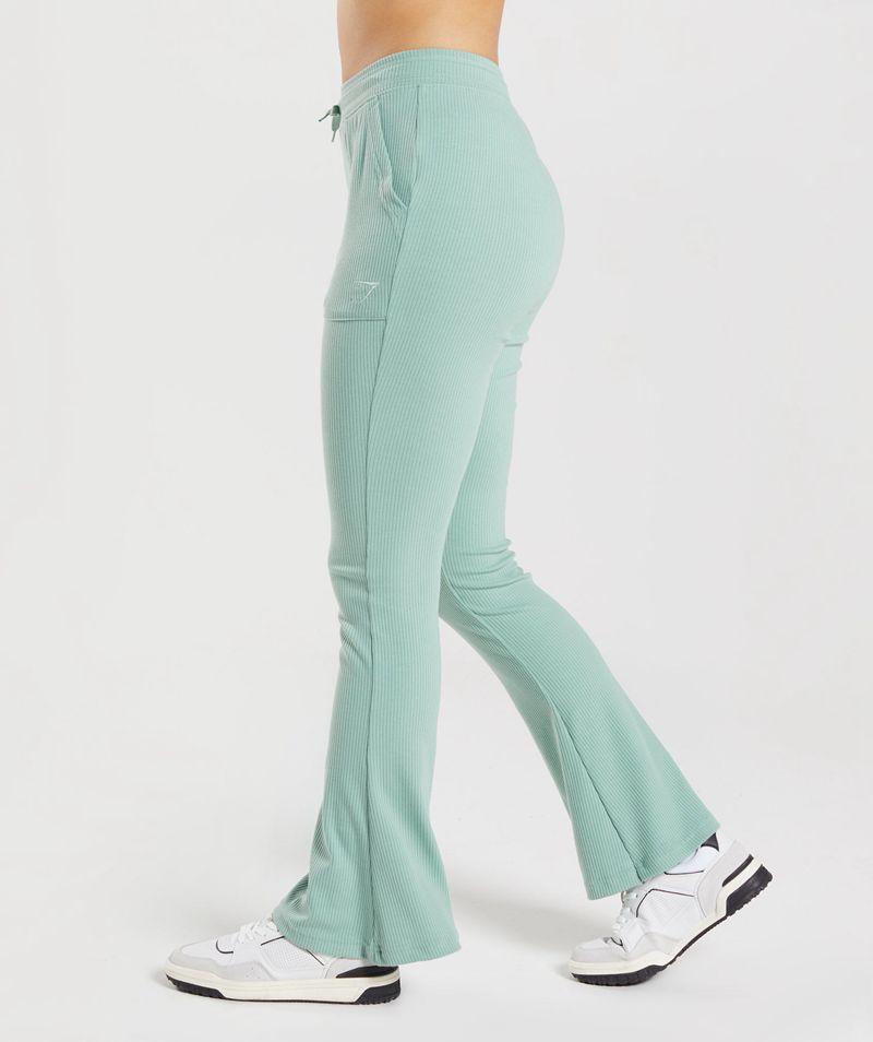 Women's Gymshark Pause Flared Leggings Turquoise | USA  1762-MYVON