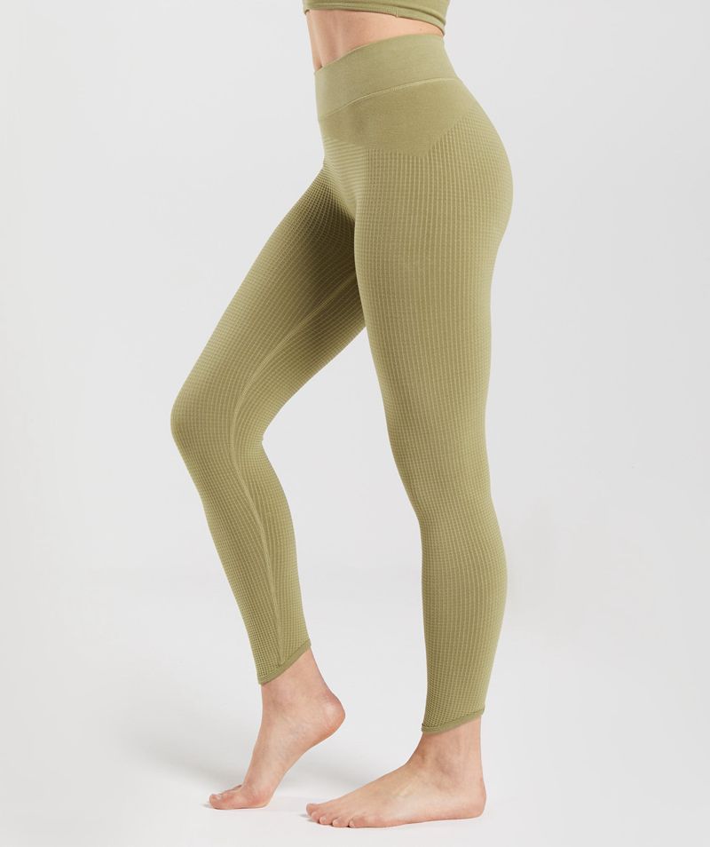 Women's Gymshark Pause Seamless Leggings Green | USA  1386-EDSIW