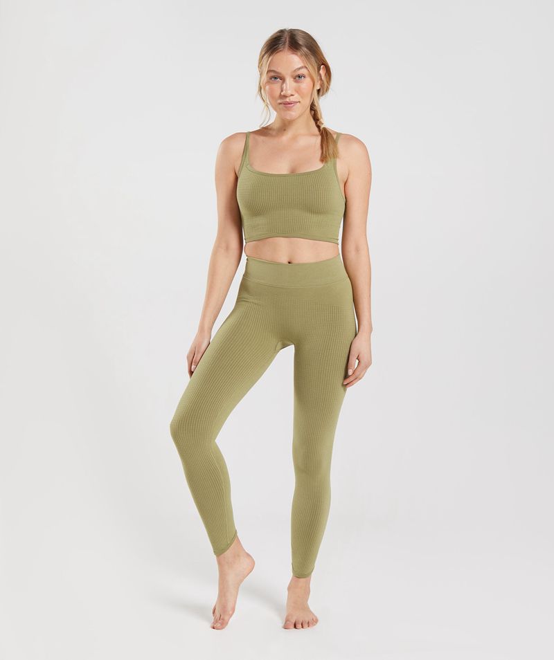 Women's Gymshark Pause Seamless Leggings Green | USA  1386-EDSIW