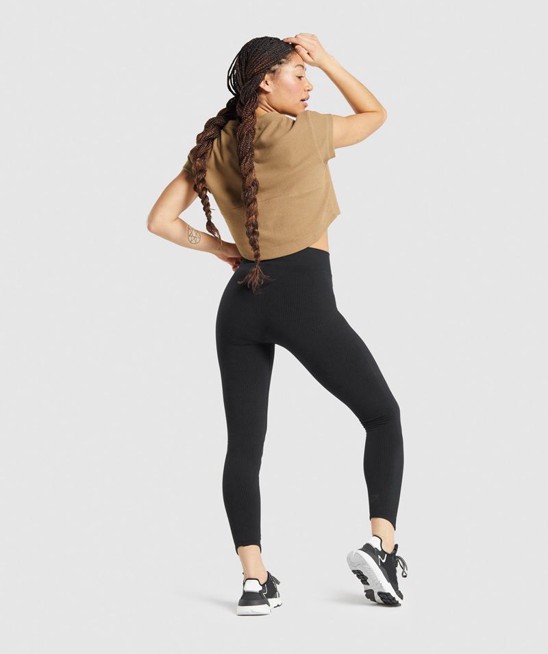 Women's Gymshark Pause Seamless Leggings Black | USA  4106-DCHBQ