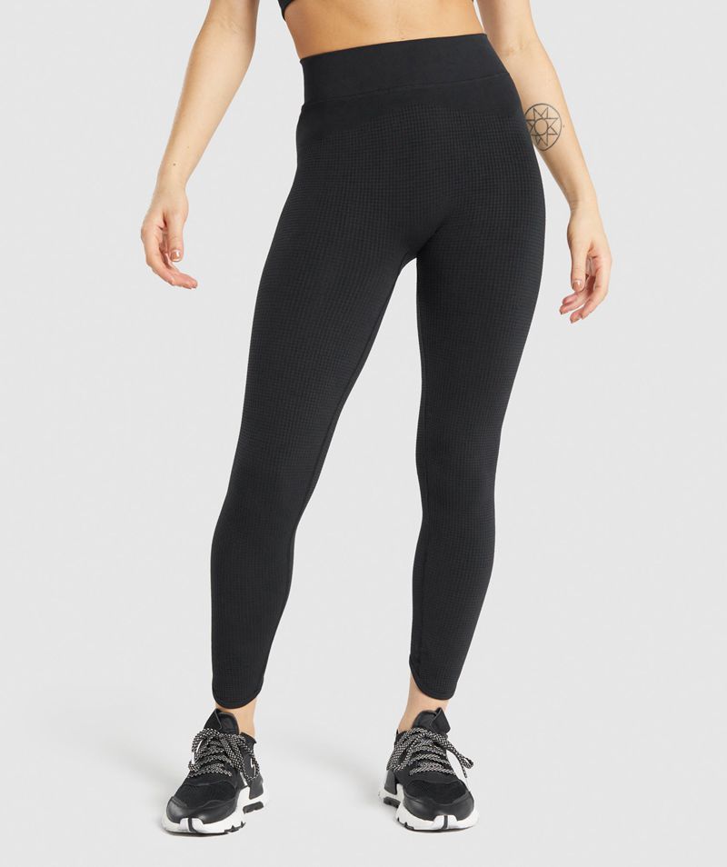 Women\'s Gymshark Pause Seamless Leggings Black | USA  4106-DCHBQ