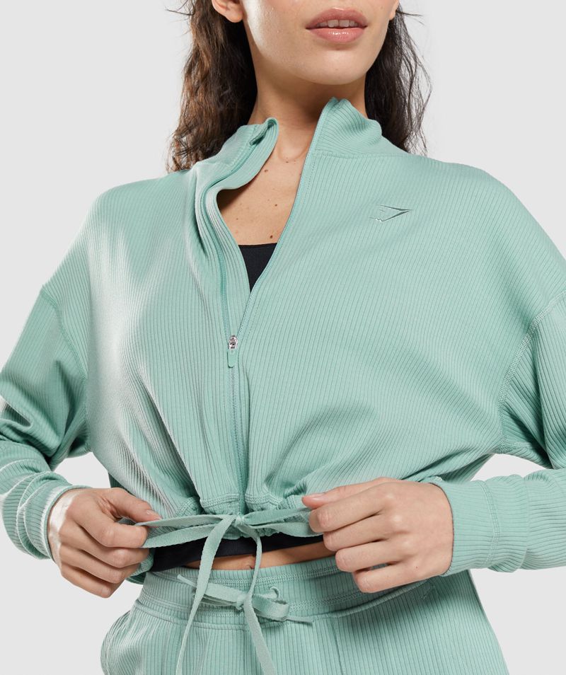 Women's Gymshark Pause Zip Up Jackets Turquoise | USA  4501-LWJPB