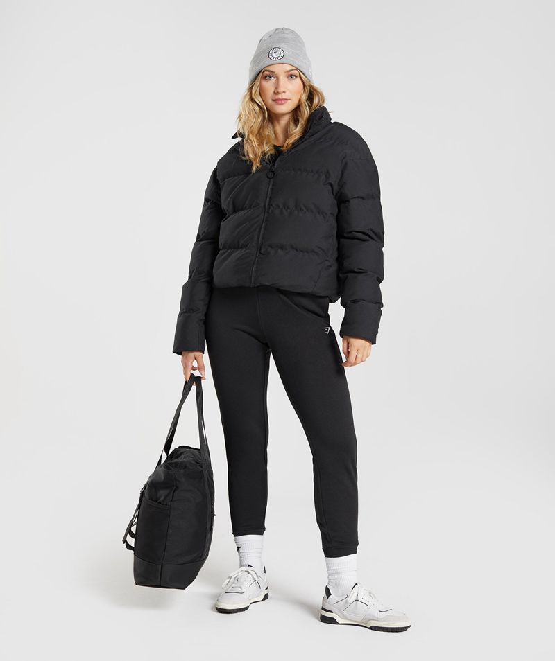 Women's Gymshark Puffer Jackets Black | USA  8172-VQFYN