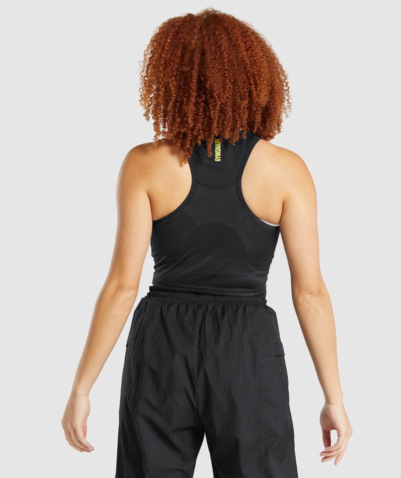 Women's Gymshark Pulse Crop Tank Tops Black | USA  6530-JTAOE