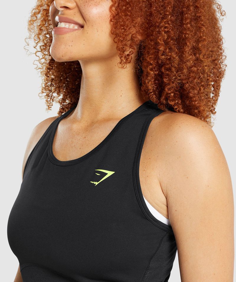 Women's Gymshark Pulse Crop Tank Tops Black | USA  6530-JTAOE