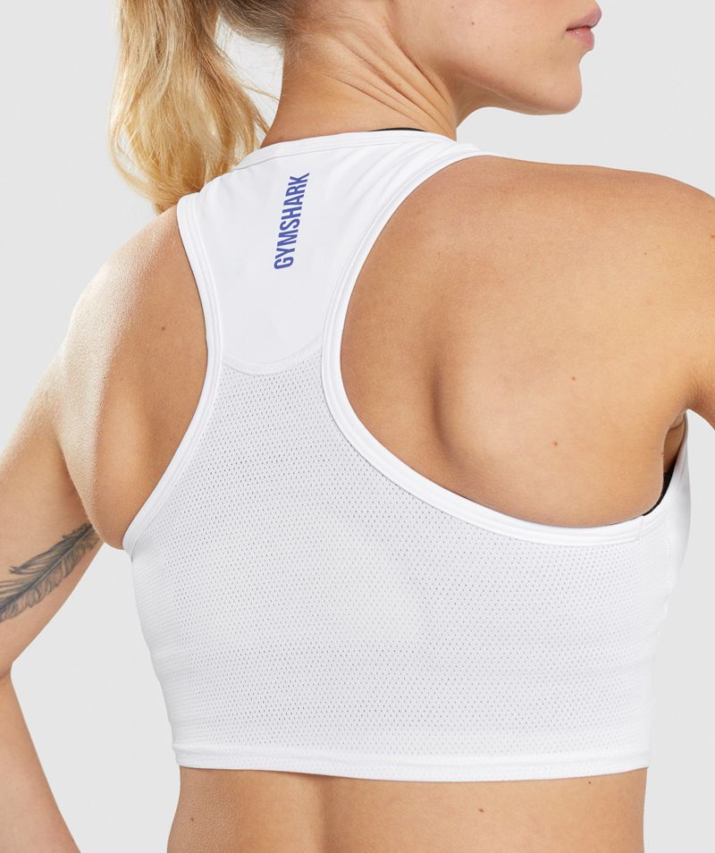 Women's Gymshark Pulse Crop Tank Tops White | USA  2945-HTJVF