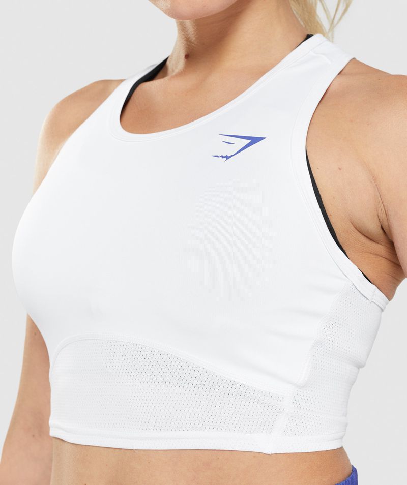 Women's Gymshark Pulse Crop Tank Tops White | USA  2945-HTJVF