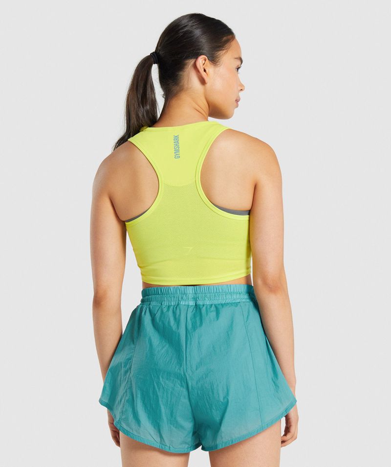 Women's Gymshark Pulse Crop Tank Tops Yellow | USA  7104-WUKQV