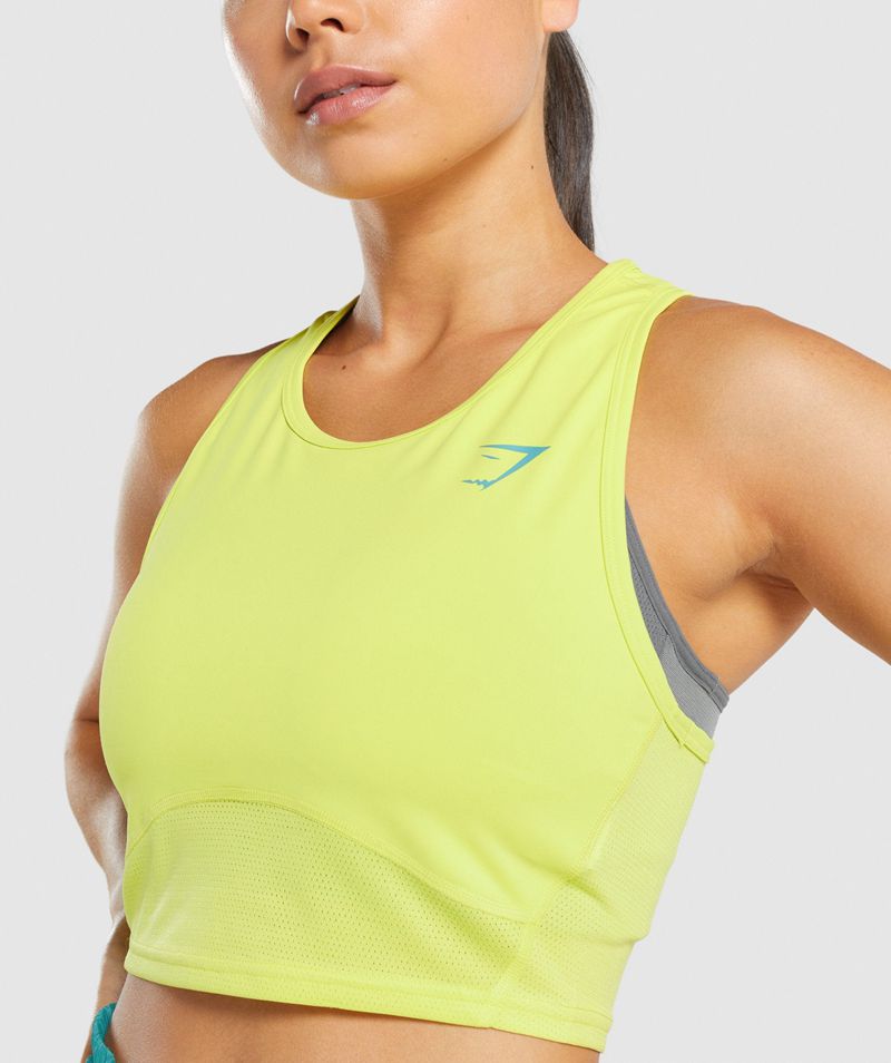 Women's Gymshark Pulse Crop Tank Tops Yellow | USA  7104-WUKQV