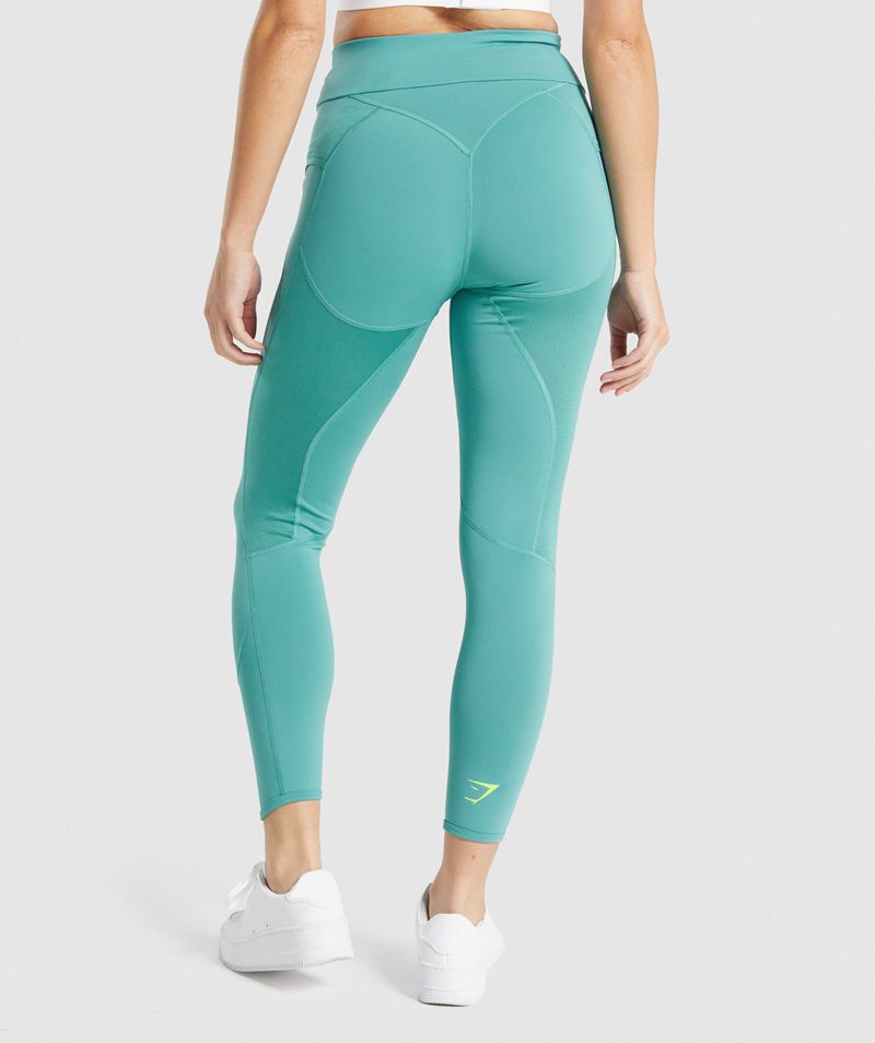 Women's Gymshark Pulse Leggings Turquoise | USA  9581-CHXIL