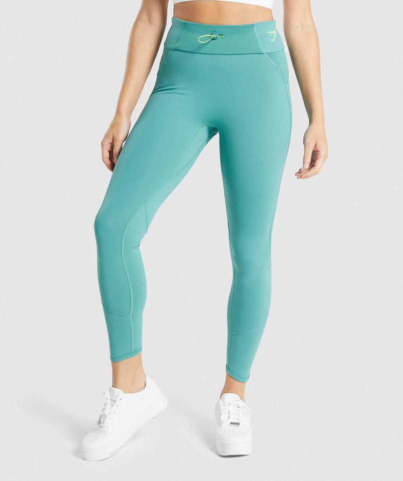 Women\'s Gymshark Pulse Leggings Turquoise | USA  9581-CHXIL