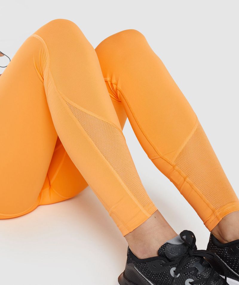 Women's Gymshark Pulse Mesh Leggings Orange | USA  6324-XZLVG