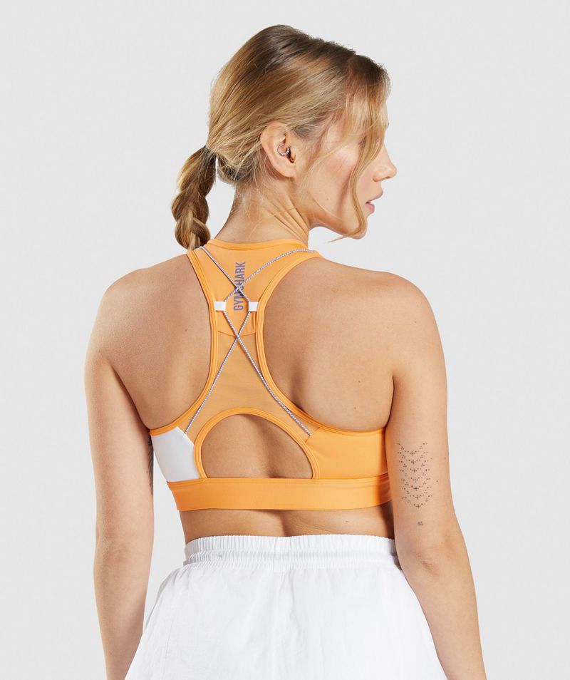 Women's Gymshark Pulse Sports Bra Orange White | USA  7164-CRSIL