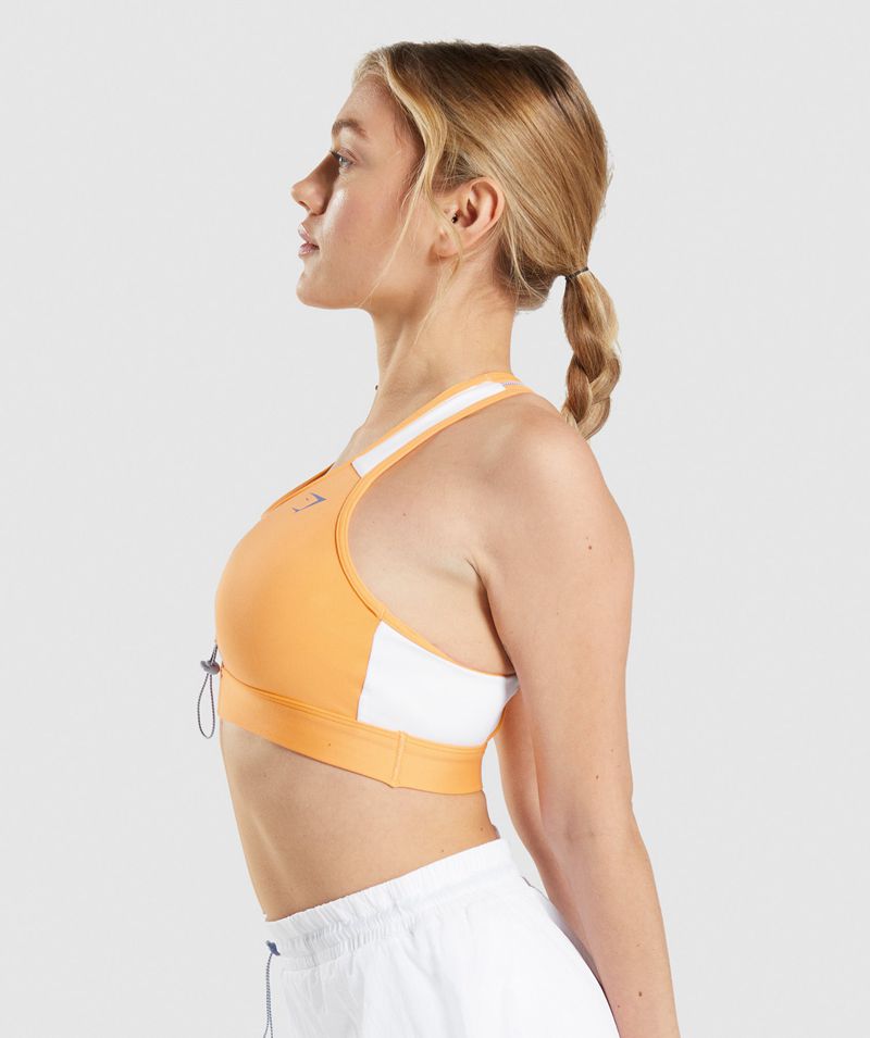 Women's Gymshark Pulse Sports Bra Orange White | USA  7164-CRSIL