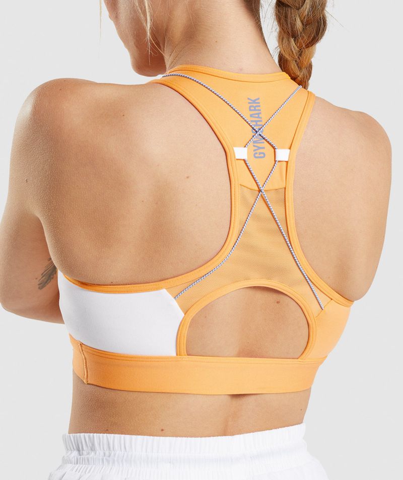 Women's Gymshark Pulse Sports Bra Orange White | USA  7164-CRSIL