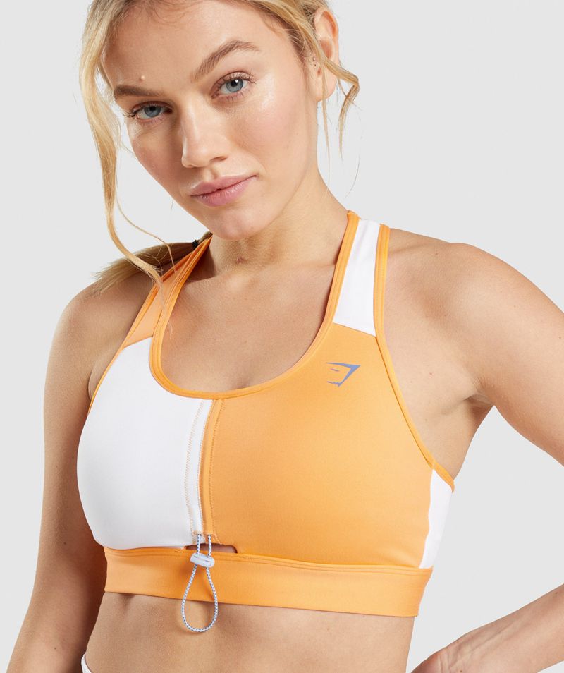 Women's Gymshark Pulse Sports Bra Orange White | USA  7164-CRSIL