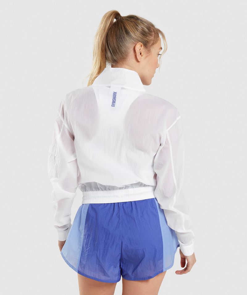 Women's Gymshark Pulse Woven Jackets White | USA  2861-LYBGN