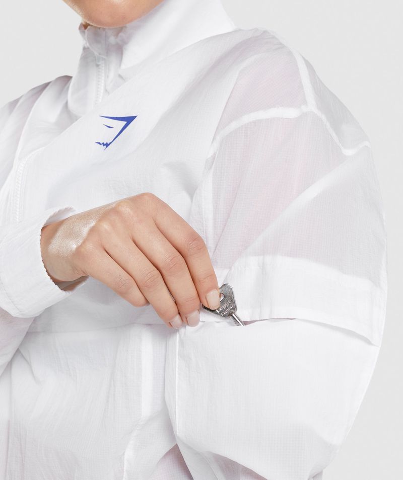 Women's Gymshark Pulse Woven Jackets White | USA  2861-LYBGN