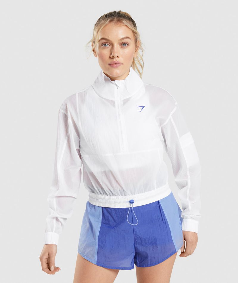 Women\'s Gymshark Pulse Woven Jackets White | USA  2861-LYBGN