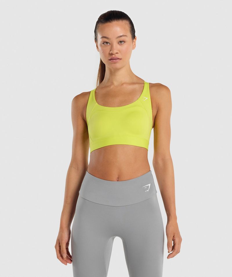 Women\'s Gymshark Racer Back Sports Bra Yellow | USA  3529-KYMEQ