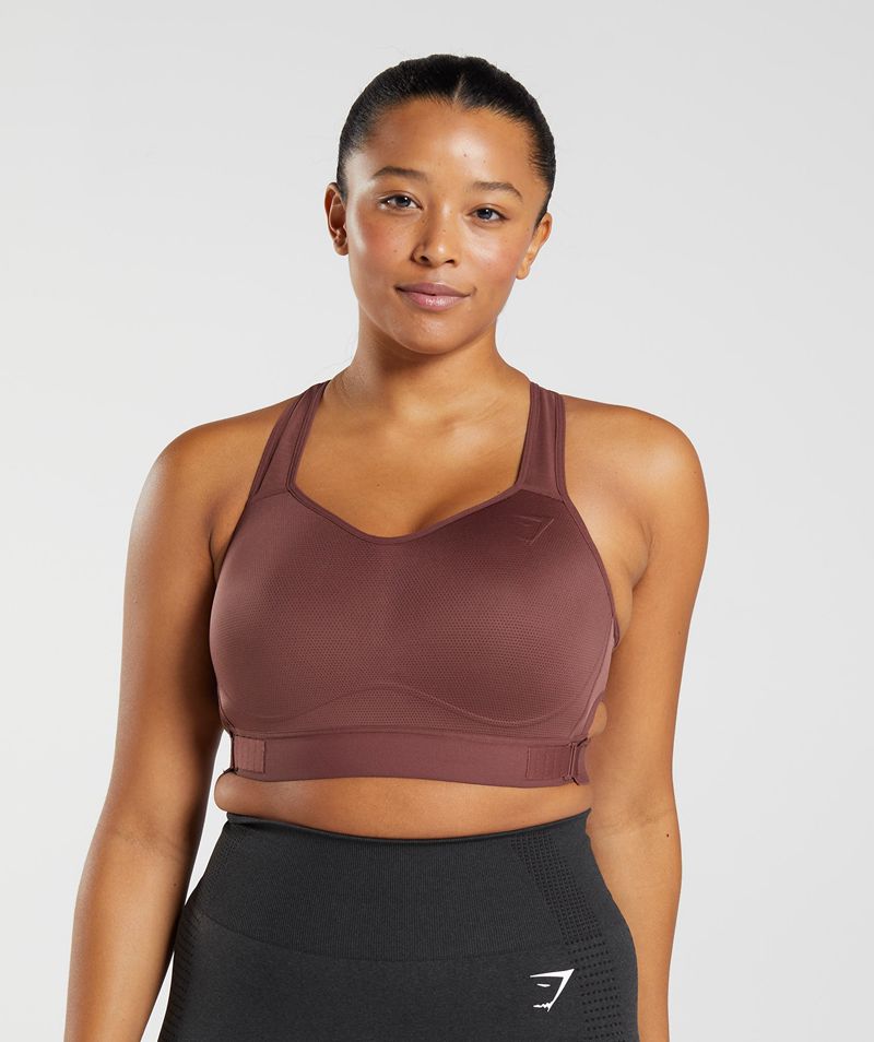 Women's Gymshark Racerback High Support Sports Bra Burgundy | USA  1940-HQXLS