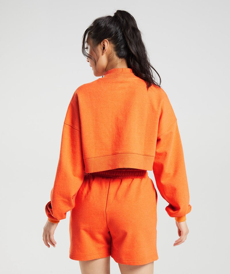 Women's Gymshark Rest Day Sweats Cropped Pullover Orange | USA  7142-LOQGN