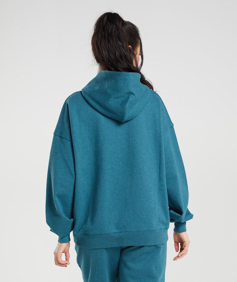 Women's Gymshark Rest Day Sweats Hoodie Blue | USA  6170-UYSTE