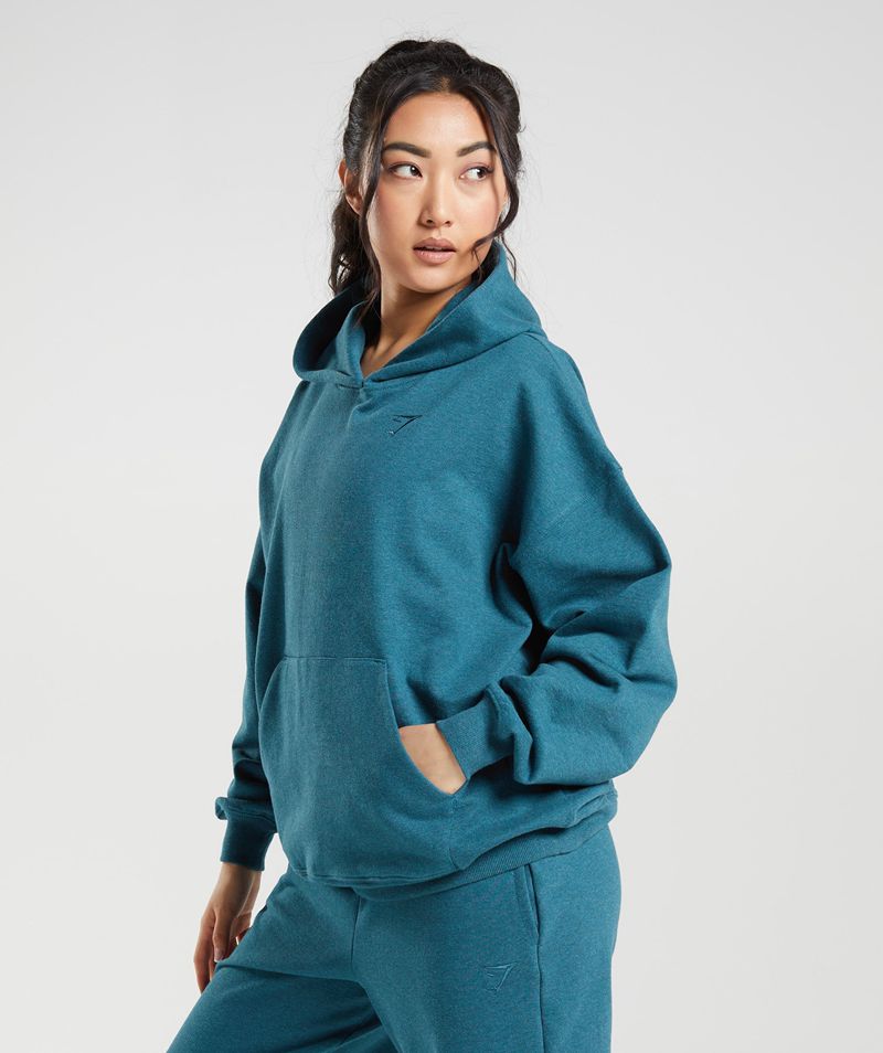 Women's Gymshark Rest Day Sweats Hoodie Blue | USA  6170-UYSTE