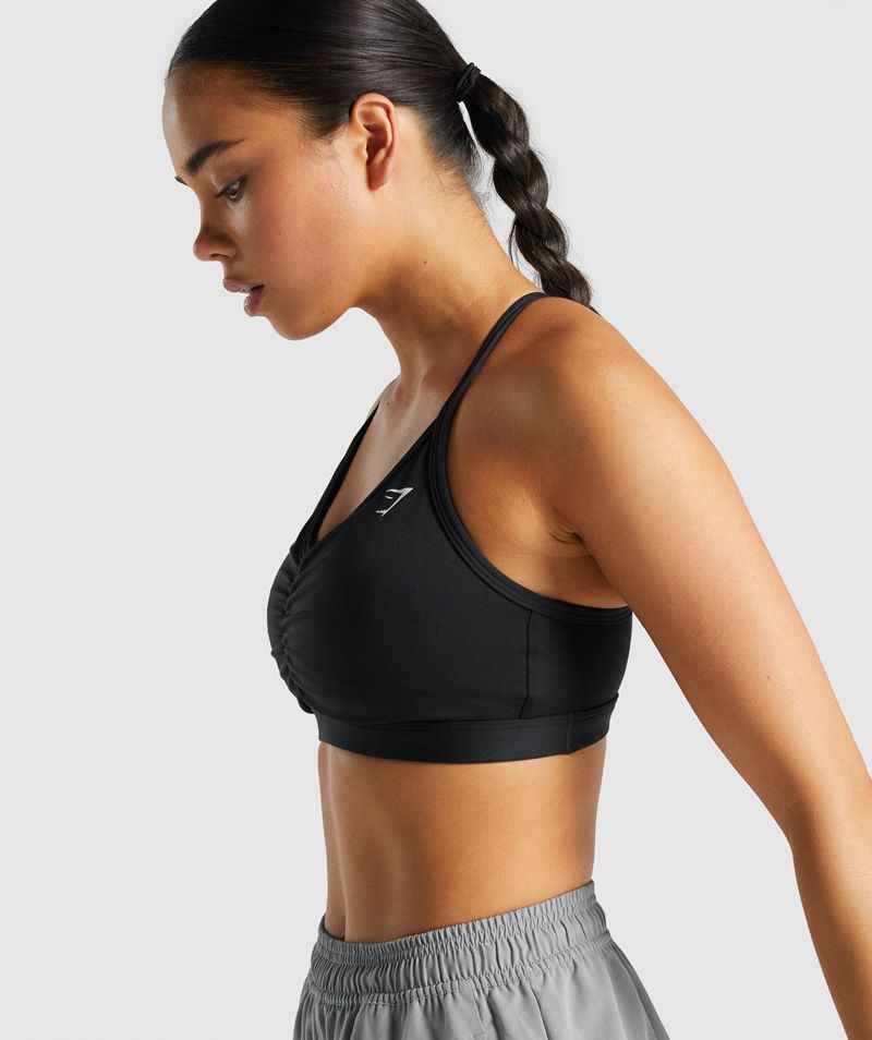 Women's Gymshark Ruched Sports Bra Black | USA  5831-VAXRC