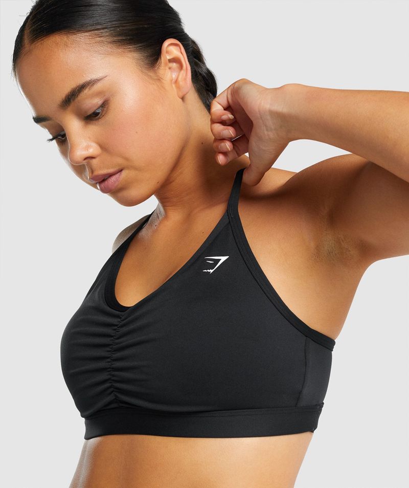 Women's Gymshark Ruched Sports Bra Black | USA  5831-VAXRC