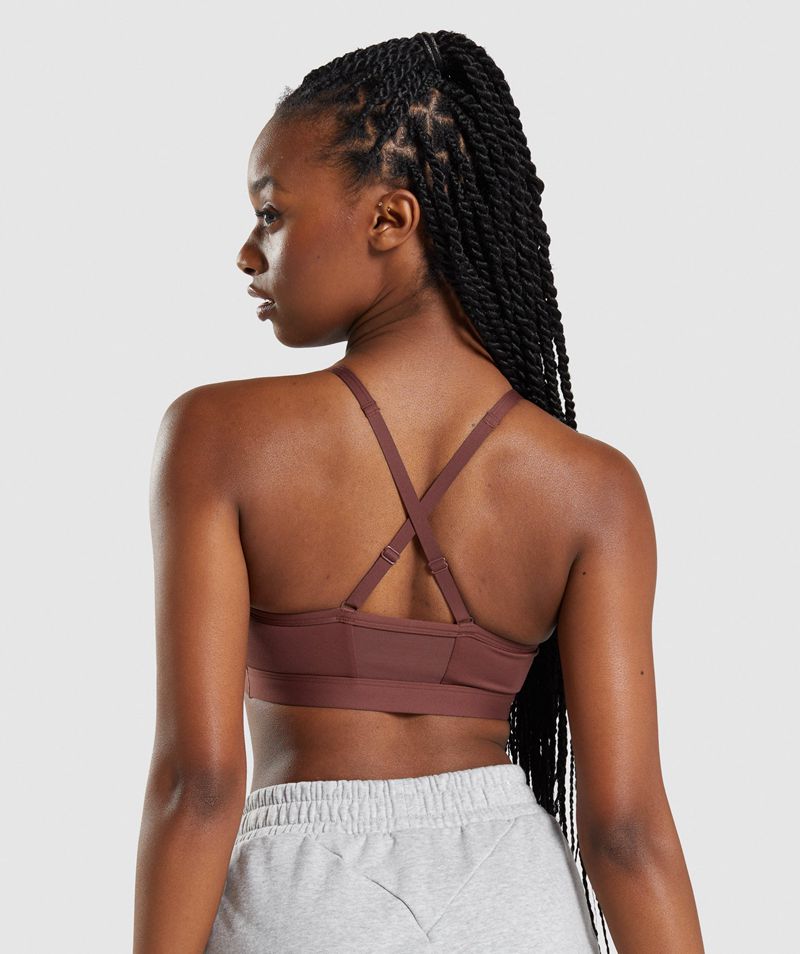 Women's Gymshark Ruched Sports Bra Burgundy | USA  0129-RHVNO