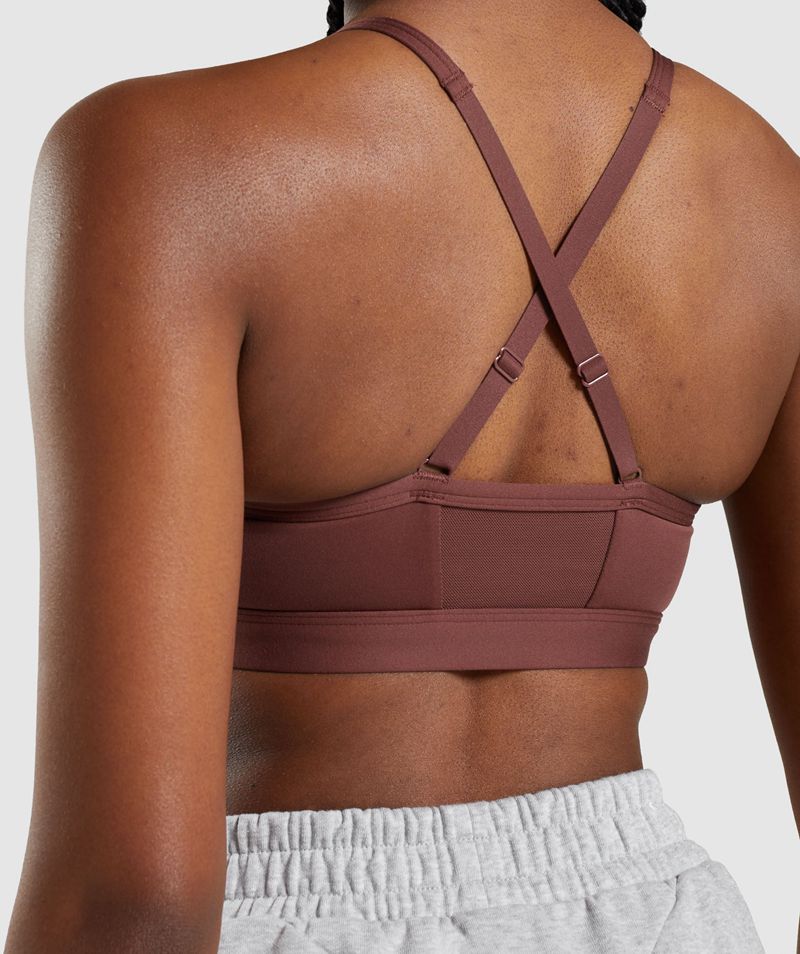 Women's Gymshark Ruched Sports Bra Burgundy | USA  0129-RHVNO