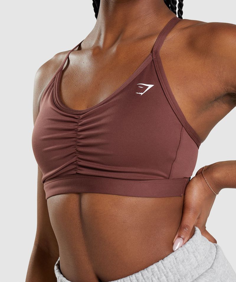 Women's Gymshark Ruched Sports Bra Burgundy | USA  0129-RHVNO