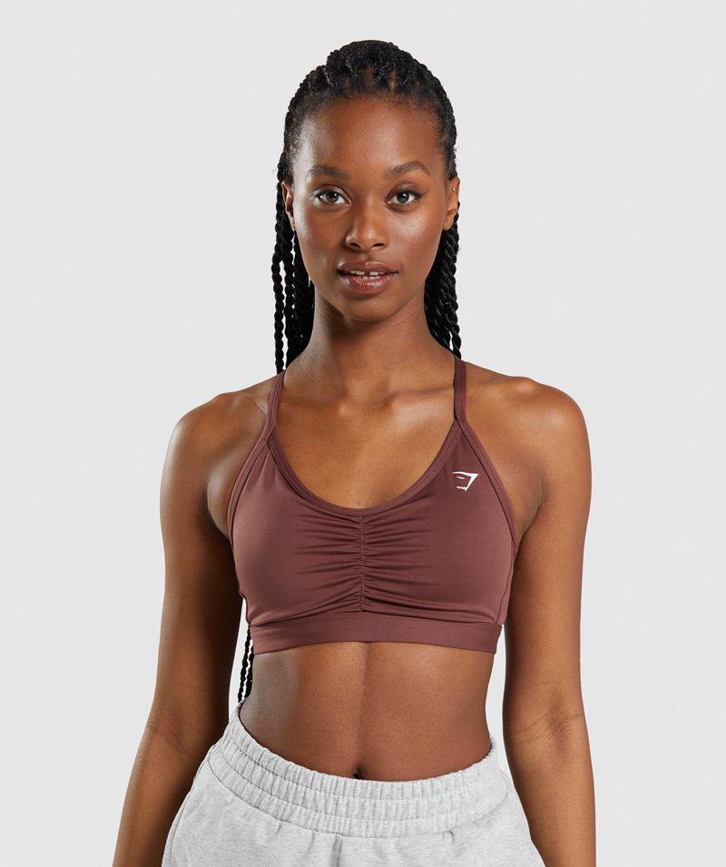 Women\'s Gymshark Ruched Sports Bra Burgundy | USA  0129-RHVNO