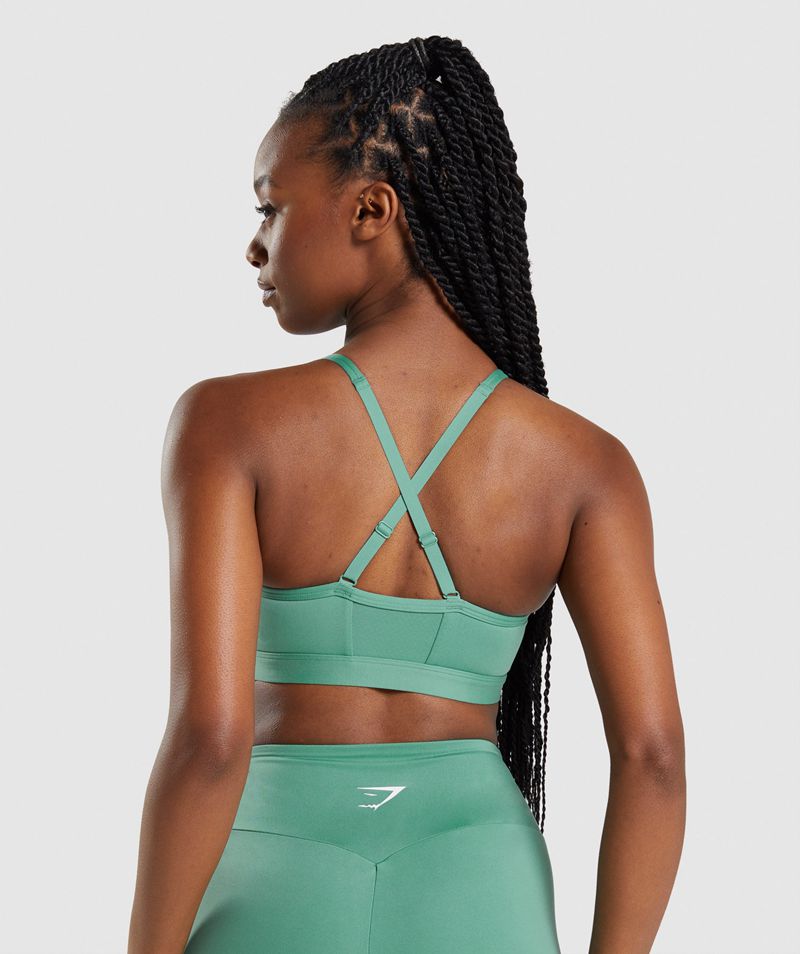 Women's Gymshark Ruched Sports Bra Green | USA  9704-PDRQJ