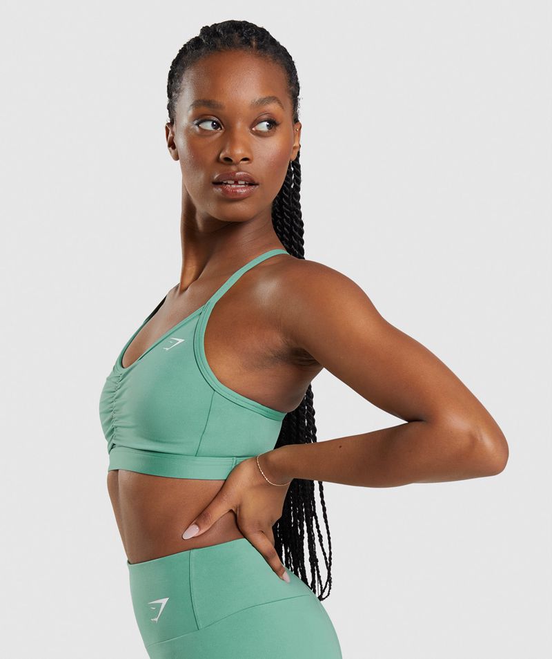 Women's Gymshark Ruched Sports Bra Green | USA  9704-PDRQJ