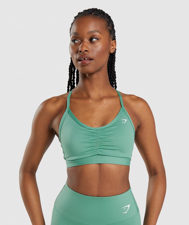 Women\'s Gymshark Ruched Sports Bra Green | USA  9704-PDRQJ