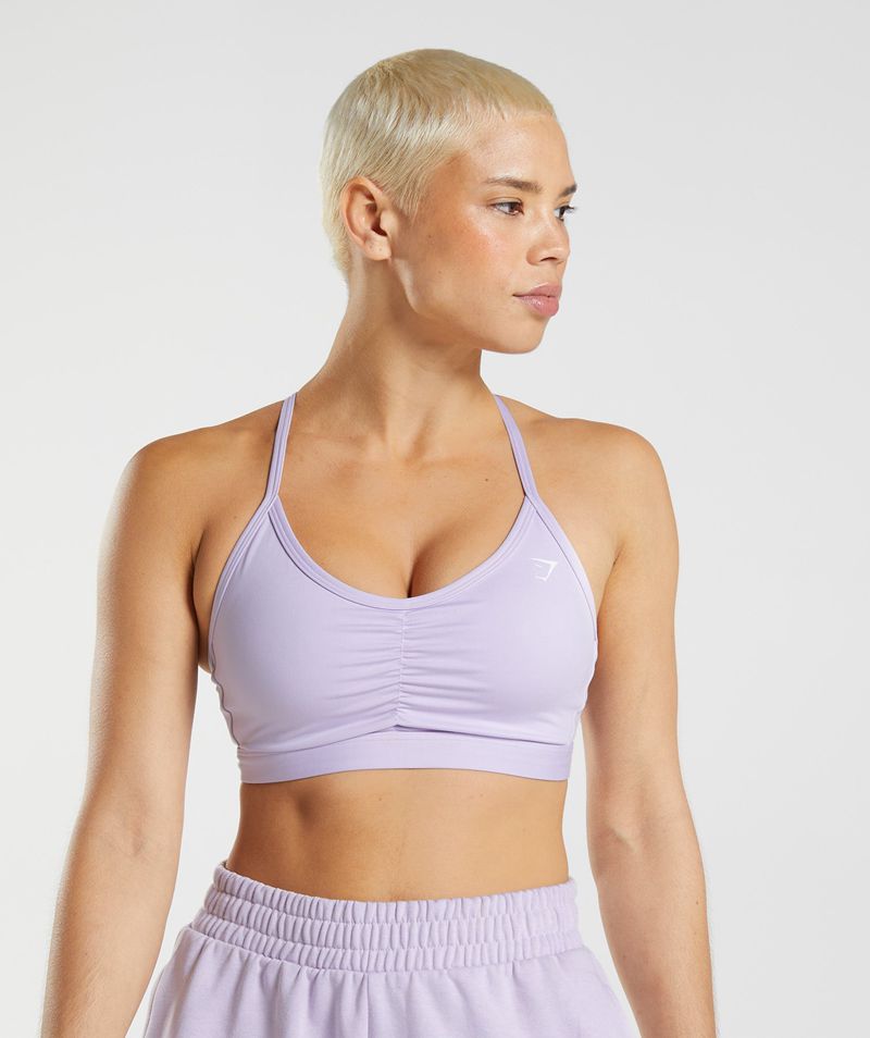 Women\'s Gymshark Ruched Sports Bra Purple | USA  3482-QWRFM