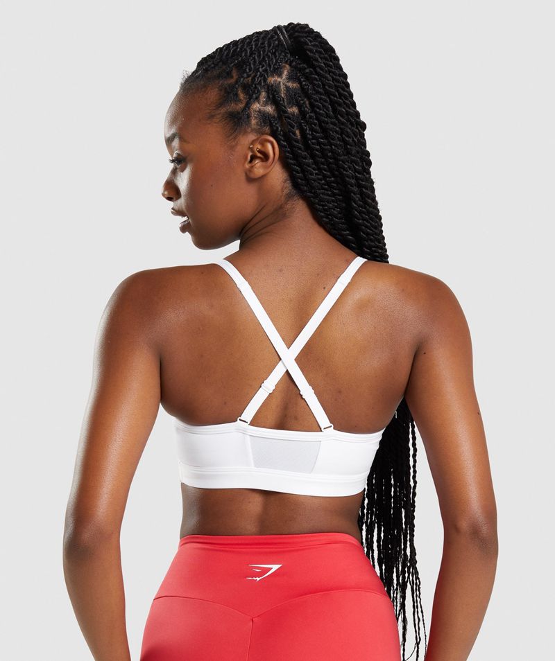 Women's Gymshark Ruched Sports Bra White | USA  6708-QUCVS