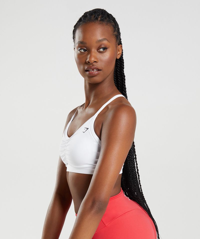 Women's Gymshark Ruched Sports Bra White | USA  6708-QUCVS