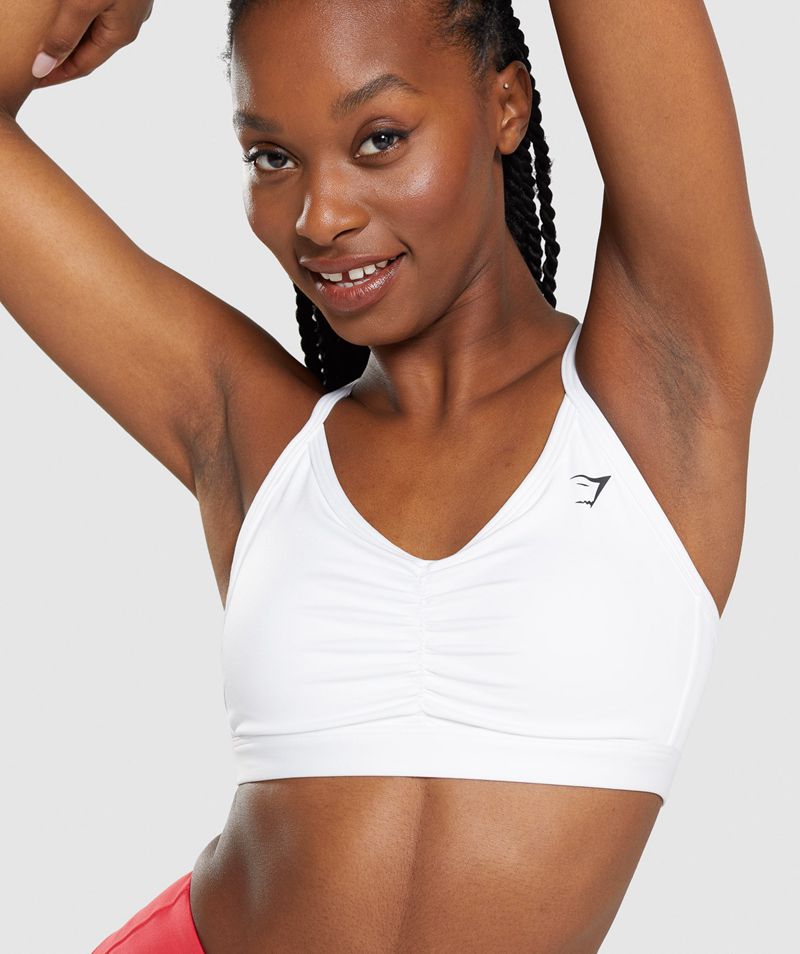 Women's Gymshark Ruched Sports Bra White | USA  6708-QUCVS