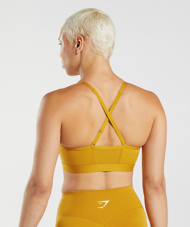 Women's Gymshark Ruched Sports Bra Yellow | USA  2370-VHCBS