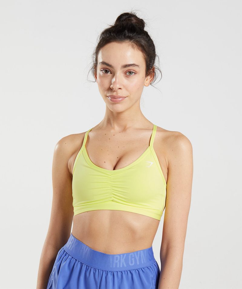 Women\'s Gymshark Ruched Training Sports Bra Yellow | USA  4927-PZTDL