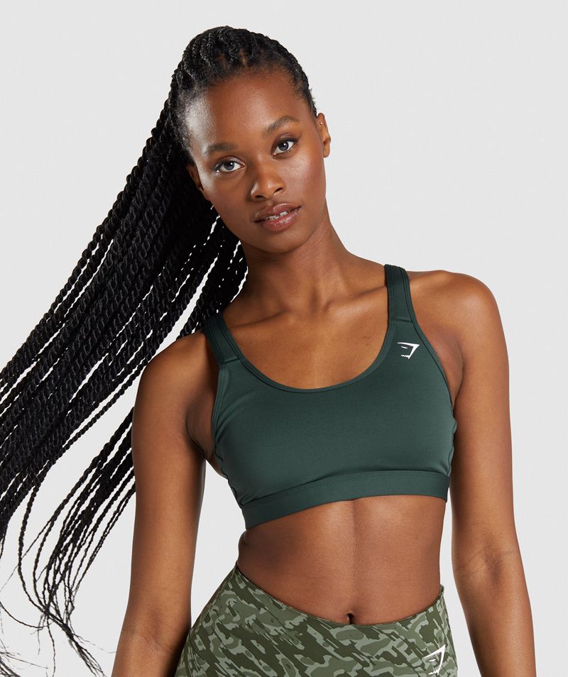 Women\'s Gymshark Scoop Neck Sports Bra Green | USA  4051-BATCP