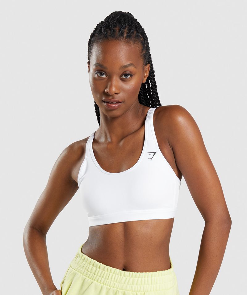 Women\'s Gymshark Scoop Neck Sports Bra White | USA  2946-ZKFMI