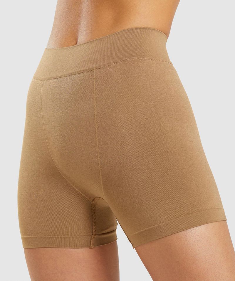 Women's Gymshark Seamless Boxers Underwear Light Brown | USA  4091-NRJQX