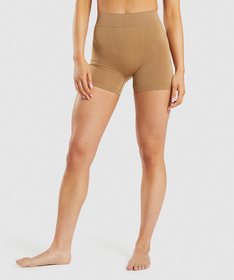 Women\'s Gymshark Seamless Boxers Underwear Light Brown | USA  4091-NRJQX