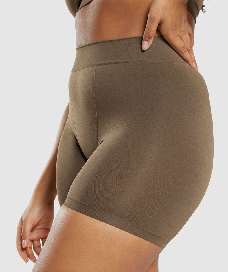 Women's Gymshark Seamless Boxers Underwear Brown | USA  4693-HJTRL