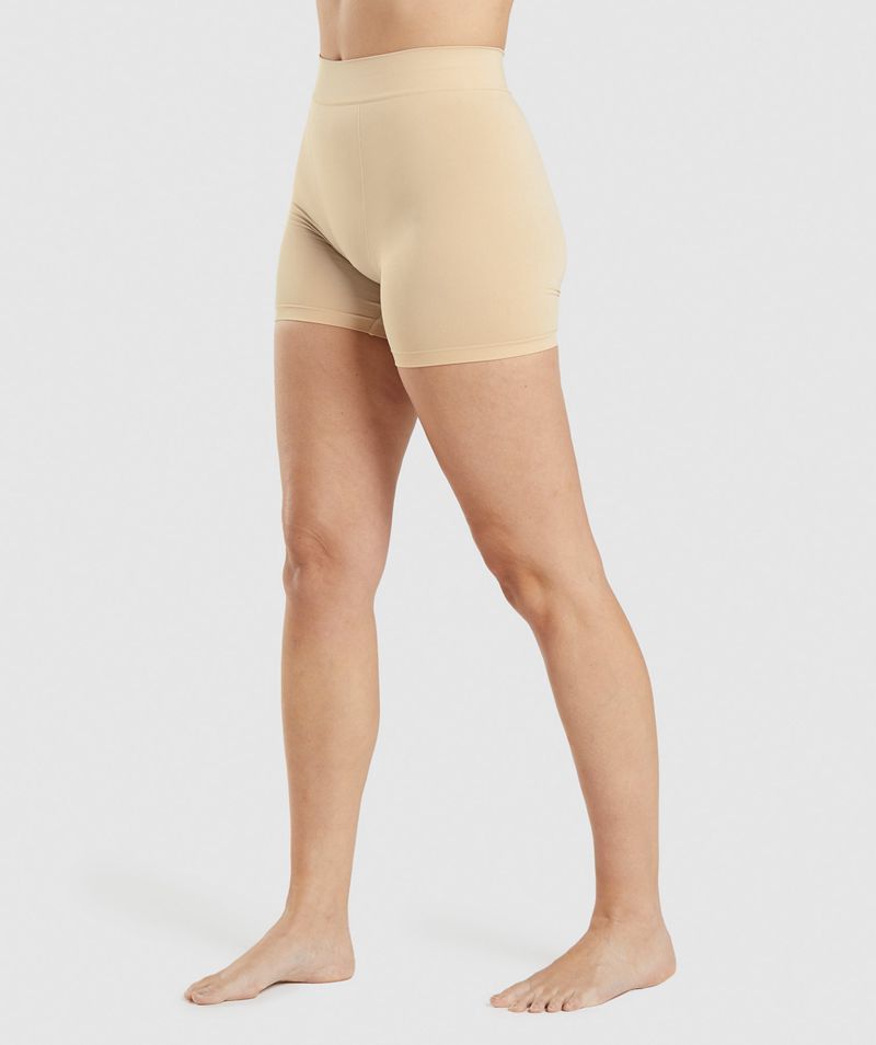 Women's Gymshark Seamless Boxers Underwear Light Brown | USA  4830-TEKQW