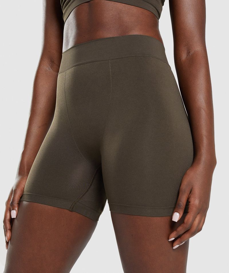 Women's Gymshark Seamless Boxers Underwear Brown | USA  6351-UFJDS